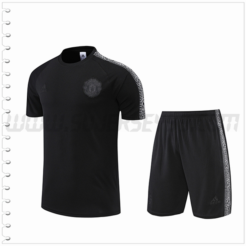 Camiseta Entrenamiento Manchester United + Pantalones Cortos Negro 2022 2023