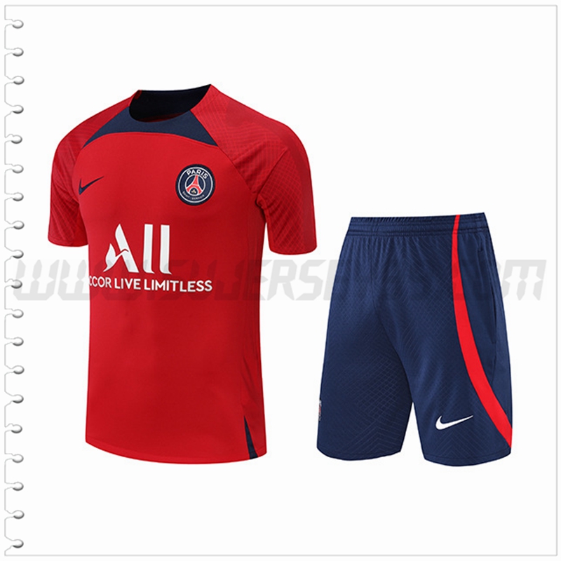 Camiseta Entrenamiento PSG + Pantalones Cortos Rojo 2022 2023