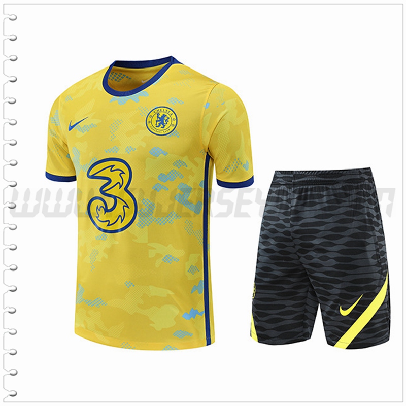 Camiseta Entrenamiento FC Chelsea + Pantalones Cortos Amarillo 2022 2023