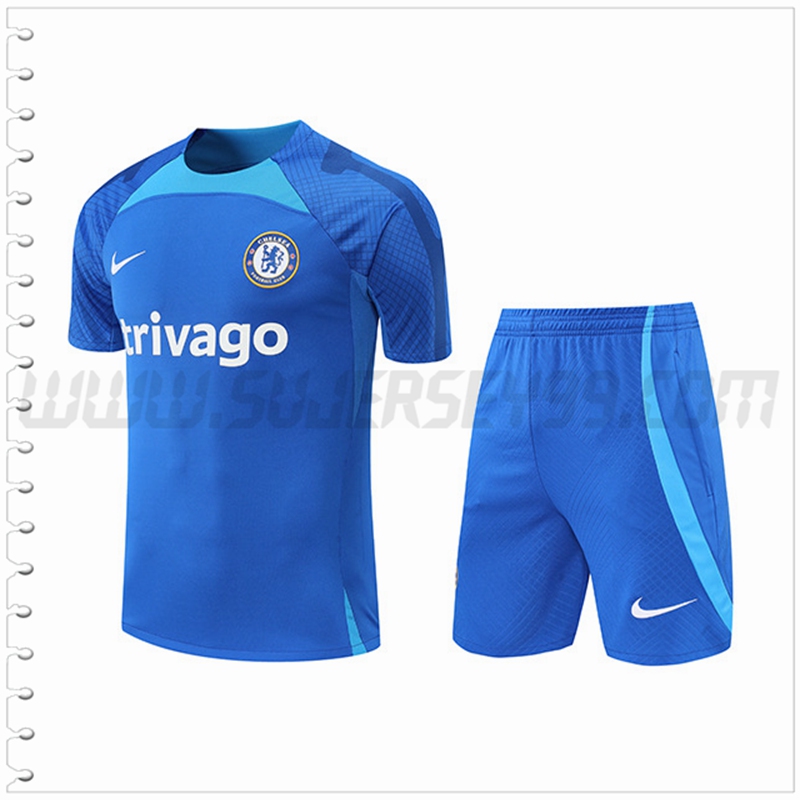 Camiseta Entrenamiento FC Chelsea + Pantalones Cortos Azul 2022 2023