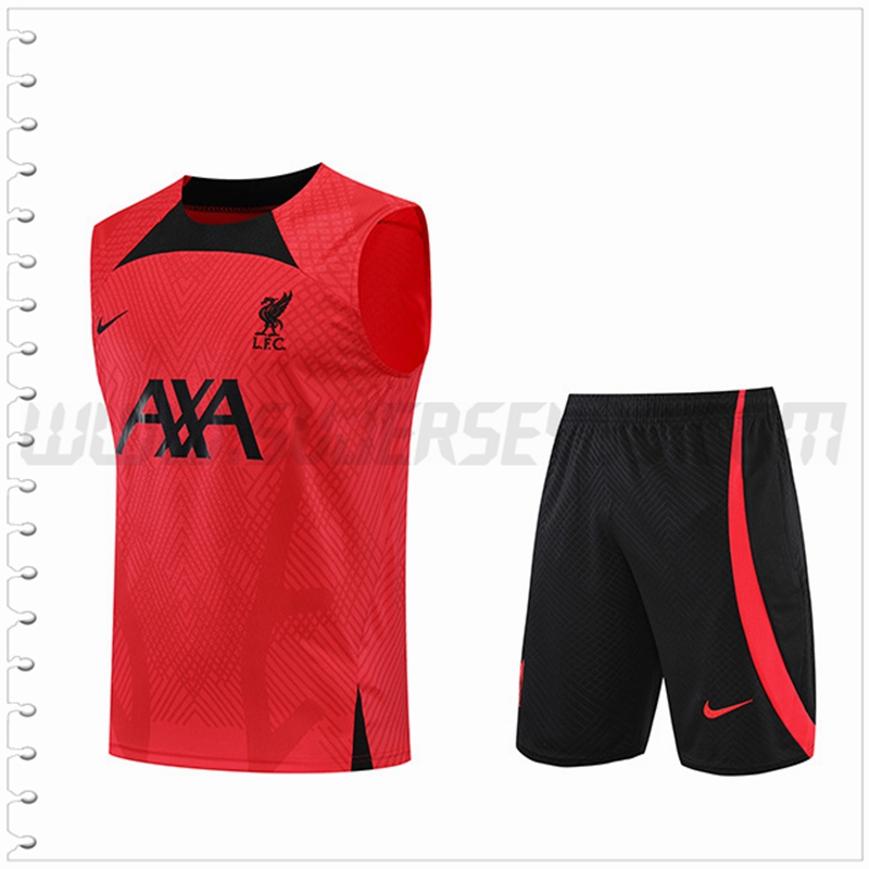 Camiseta Entrenamiento Sin Mangas FC Liverpool + Pantalones Cortos Rojo 2022 2023