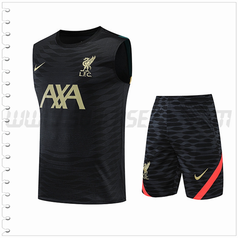 Camiseta Entrenamiento Sin Mangas FC Liverpool + Pantalones Cortos Negro 2022 2023