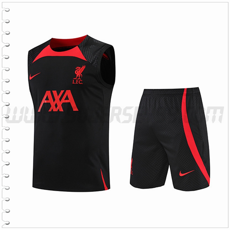 Camiseta Entrenamiento Sin Mangas FC Liverpool + Pantalones Cortos Rojo/Negro 2022 2023