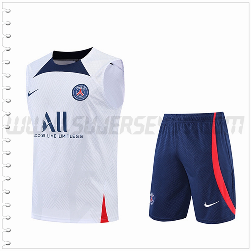 Camiseta Entrenamiento Sin Mangas PSG + Pantalones Cortos Azul/Blanco 2022 2023