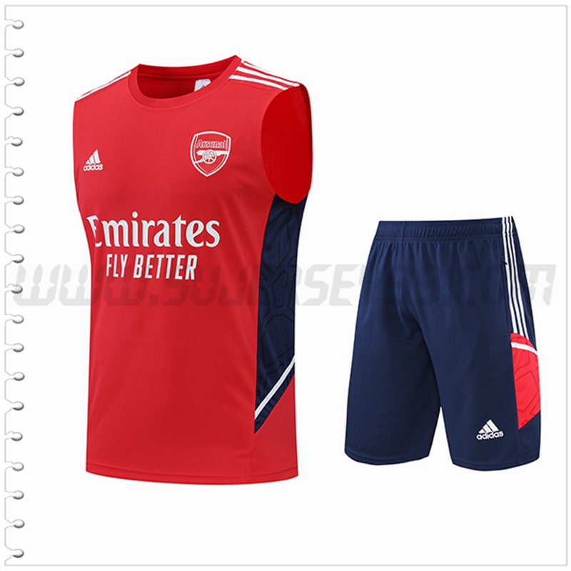 Camiseta Entrenamiento Sin Mangas Arsenal + Pantalones Cortos Rojo 2022 2023