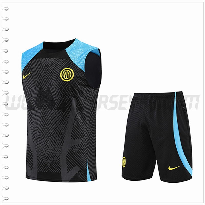 Camiseta Entrenamiento Sin Mangas Inter Milan + Pantalones Cortos Negro/Azul 2022 2023