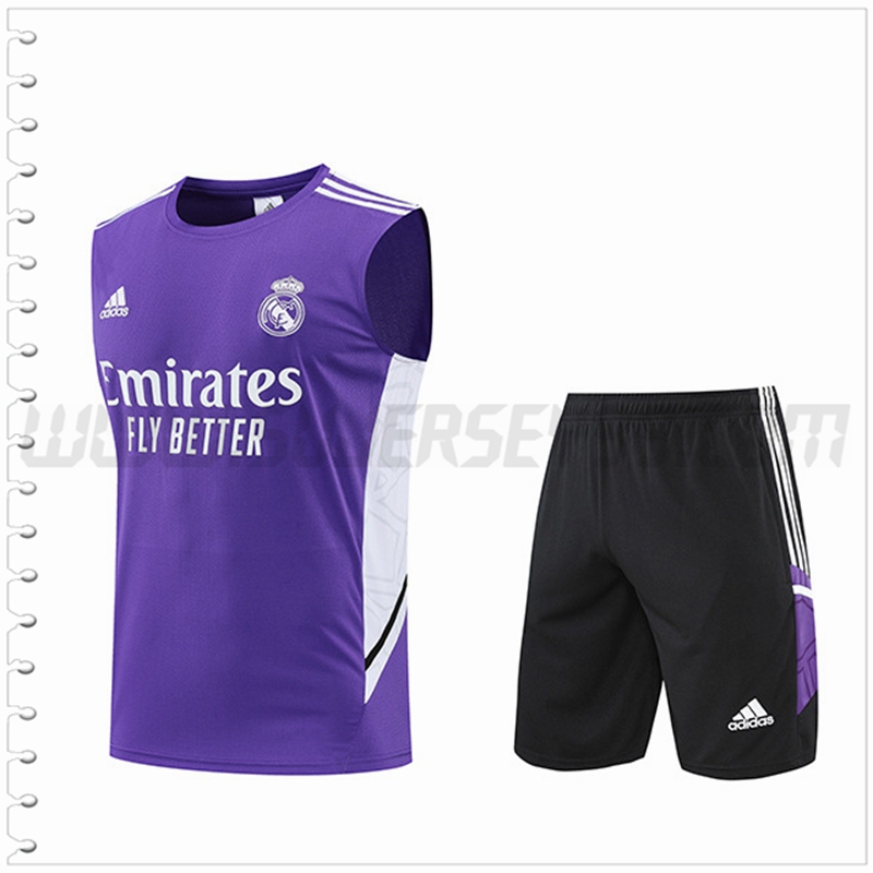 Camiseta Entrenamiento Sin Mangas Real Madrid + Pantalones Cortos Violeta 2022 2023