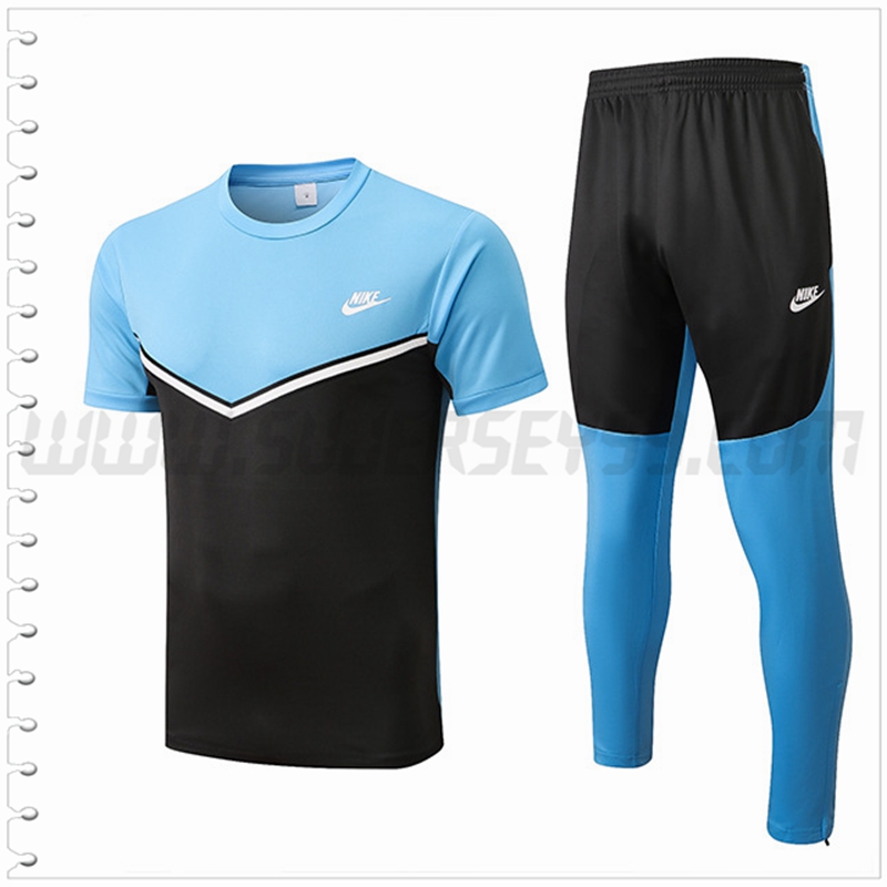 Camiseta Entrenamiento Nike + Pantalones Negro/Azul 2022 2023