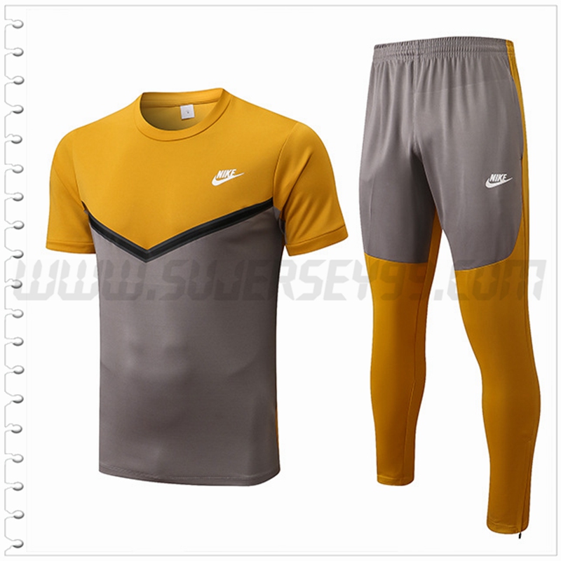 Camiseta Entrenamiento Nike + Pantalones Gris/Amarillo 2022 2023