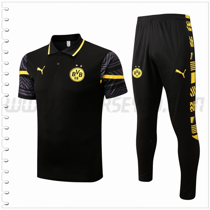 Polo Futbol Dortmund BVB + Pantalones Negro 2022 2023