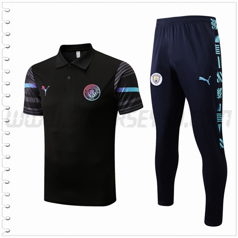 Polo Futbol Manchester City + Pantalones Negro 2022 2023
