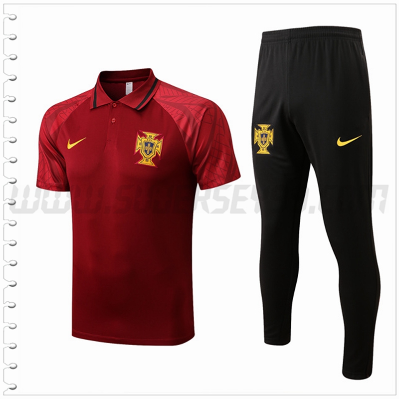 Polo Futbol Portugal + Pantalones Rojo 2022 2023