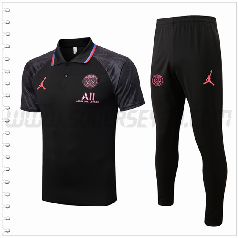 Polo Futbol Jordan PSG + Pantalones Negro/Gris 2022 2023