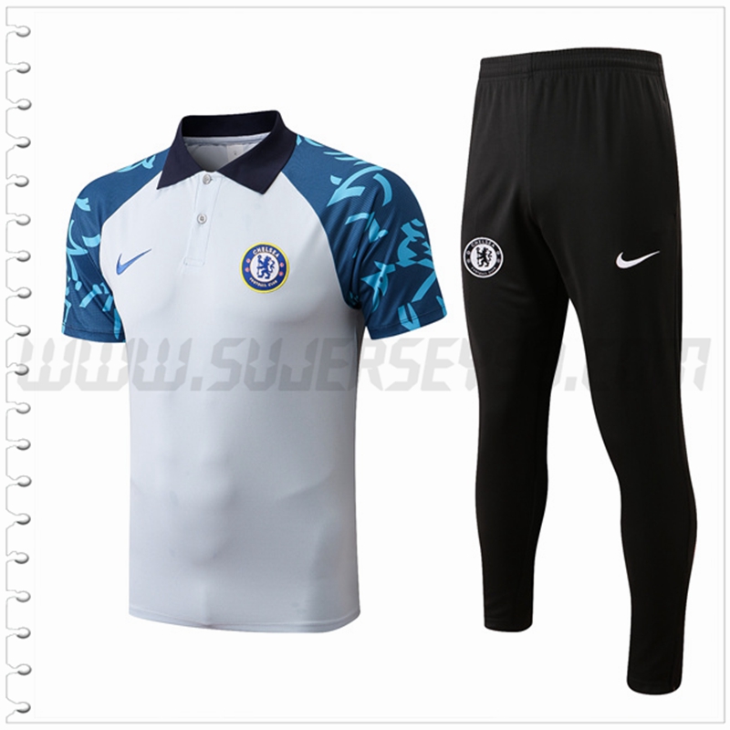 Polo Futbol FC Chelsea + Pantalones Blanco/Azul 2022 2023