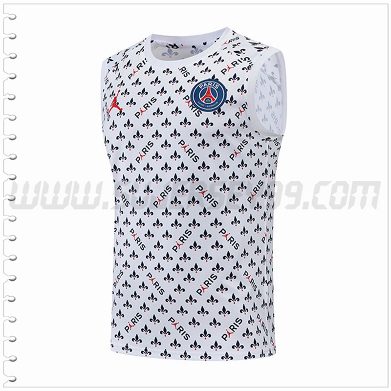 Camiseta Entrenamiento Sin Mangas Jordan PSG Blanco 2022 2023