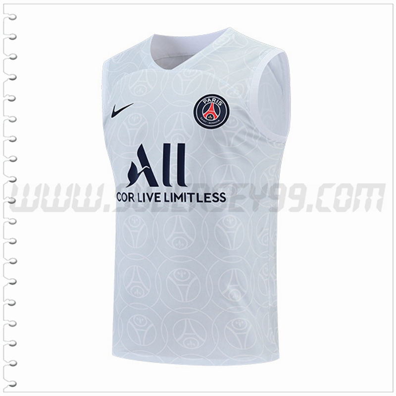 Camiseta Entrenamiento Sin Mangas PSG Blanco/Gris 2022 2023