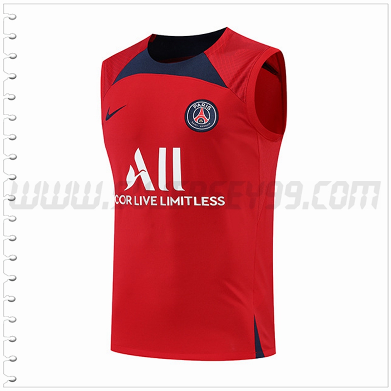 Camiseta Entrenamiento Sin Mangas PSG Rojo 2022 2023