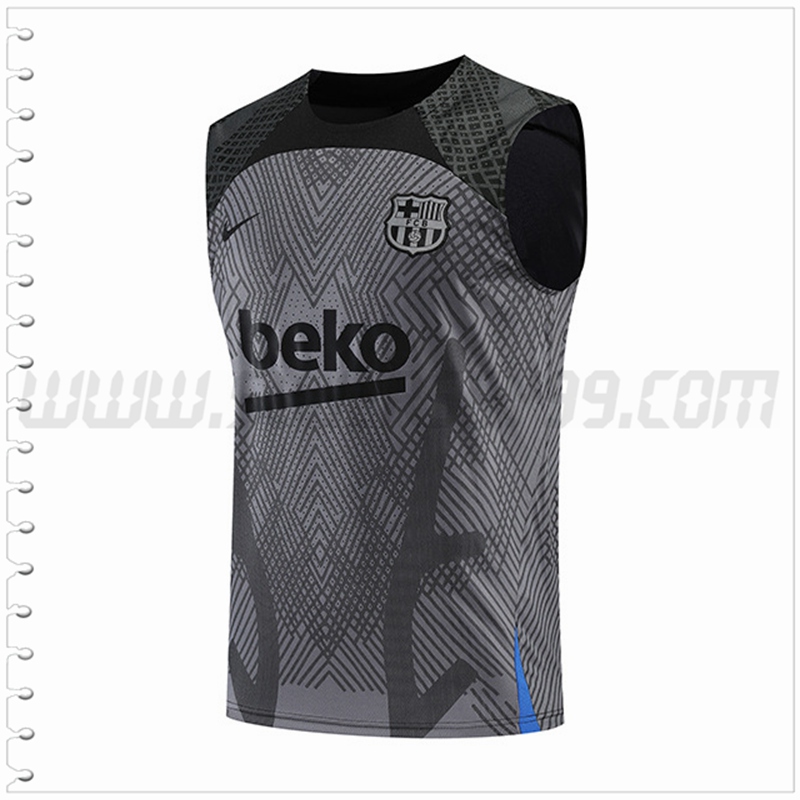 Camiseta Entrenamiento Sin Mangas FC Barcelona Gris/Negro 2022 2023