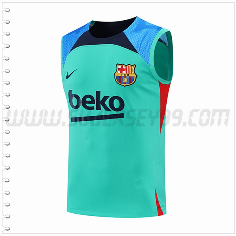 Camiseta Entrenamiento Sin Mangas FC Barcelona Azul/Verde 2022 2023