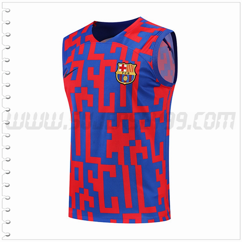 Camiseta Entrenamiento Sin Mangas FC Barcelona Rojo/Azul 2022 2023