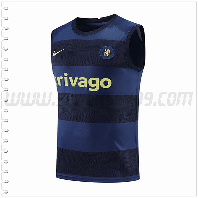 Camiseta Entrenamiento Sin Mangas FC Chelsea Negro/Azul 2022 2023