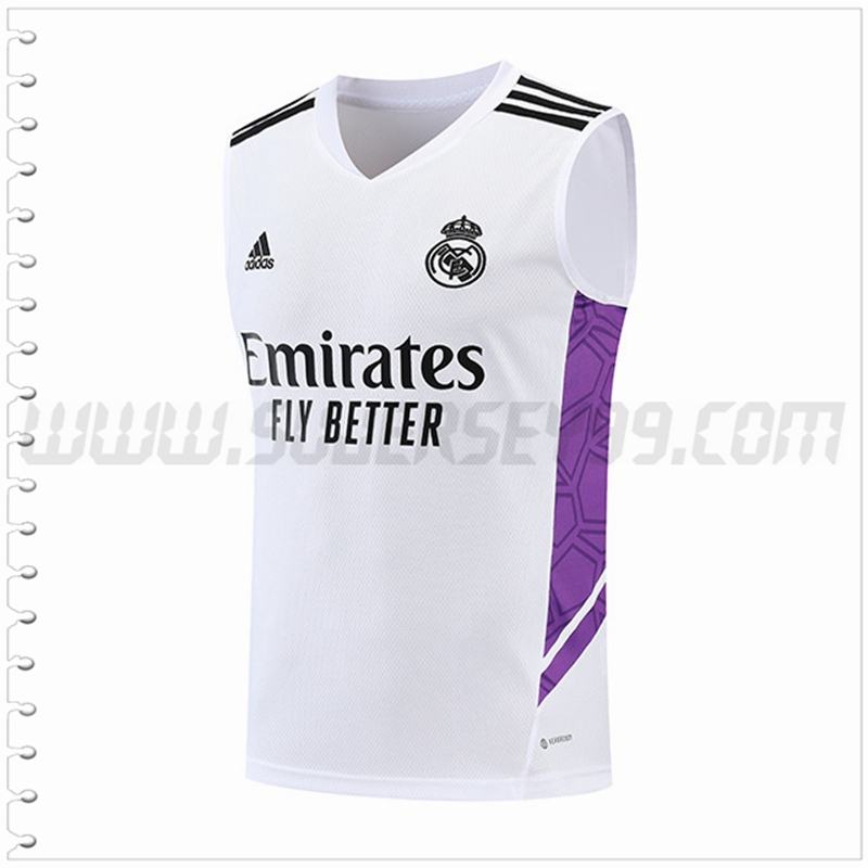 Camiseta Entrenamiento Sin Mangas Real Madrid Blanco/Violeta 2022 2023