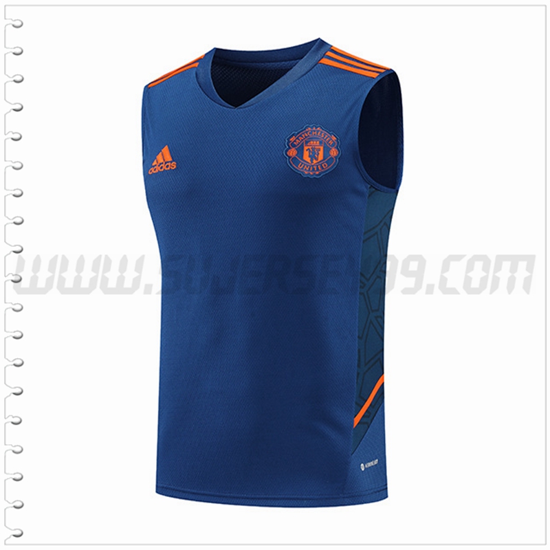 Camiseta Entrenamiento Sin Mangas Manchester United Azul 2022 2023