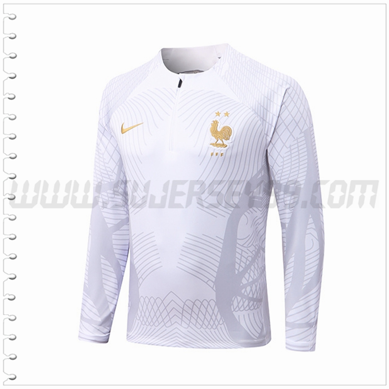 Sudadera Entrenamiento Francia Blanco/Gris 2022 2023