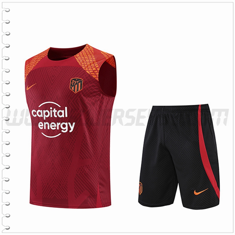 Camiseta Entrenamiento Sin Mangas Atletico Madrid + Pantalones Cortos Marrón 2022 2023