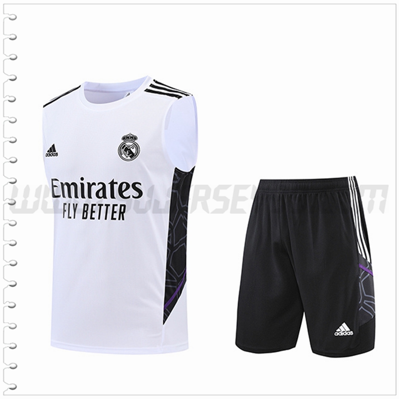 Camiseta Entrenamiento Sin Mangas Real Madrid + Pantalones Cortos Blanco 2022 2023