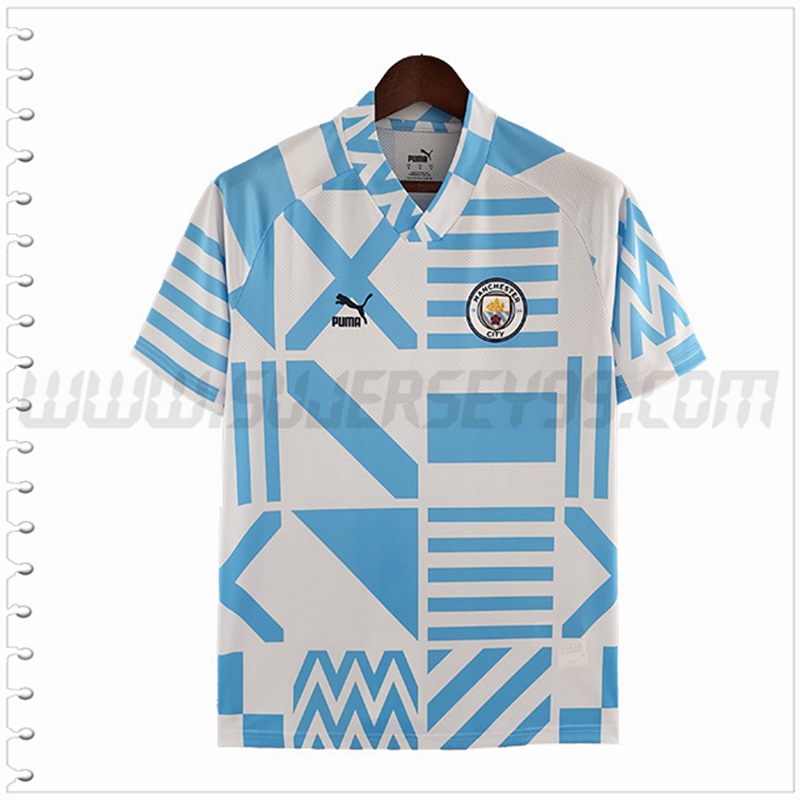 Camiseta Entrenamiento Manchester City Blanco/Azul 2022 2023