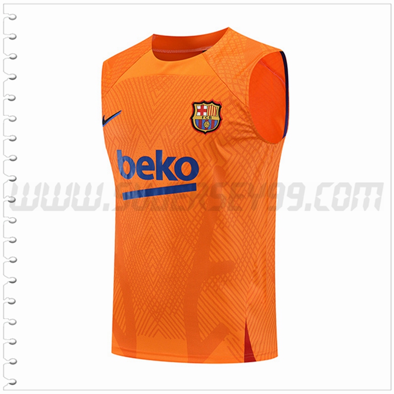 Camiseta Entrenamiento Sin Mangas FC Barcelona Naranja 2022 2023