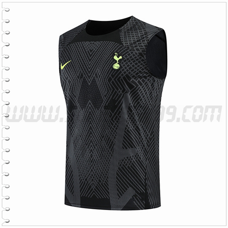 Camiseta Entrenamiento Sin Mangas Tottenham Hotspur Gris/Negro 2022 2023