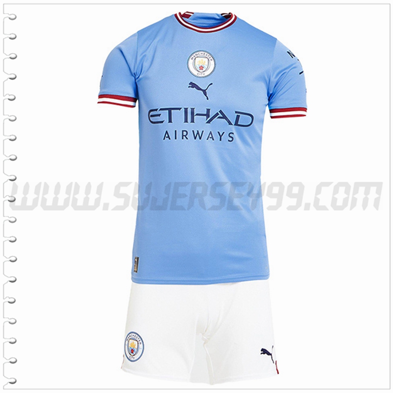 Nuevo Equipacion del Manchester City Ninos Cielo Azul 2022 2023