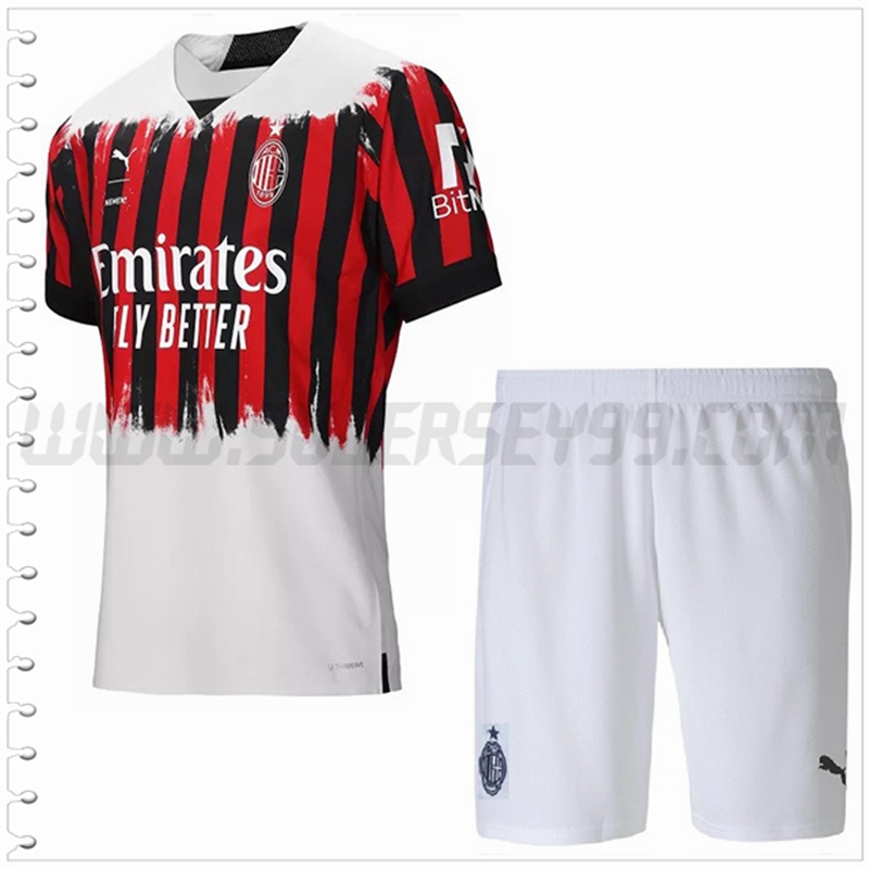 Nuevo Equipacion del AC Milan Ninos Blanco Negro Rojo 2022 2023