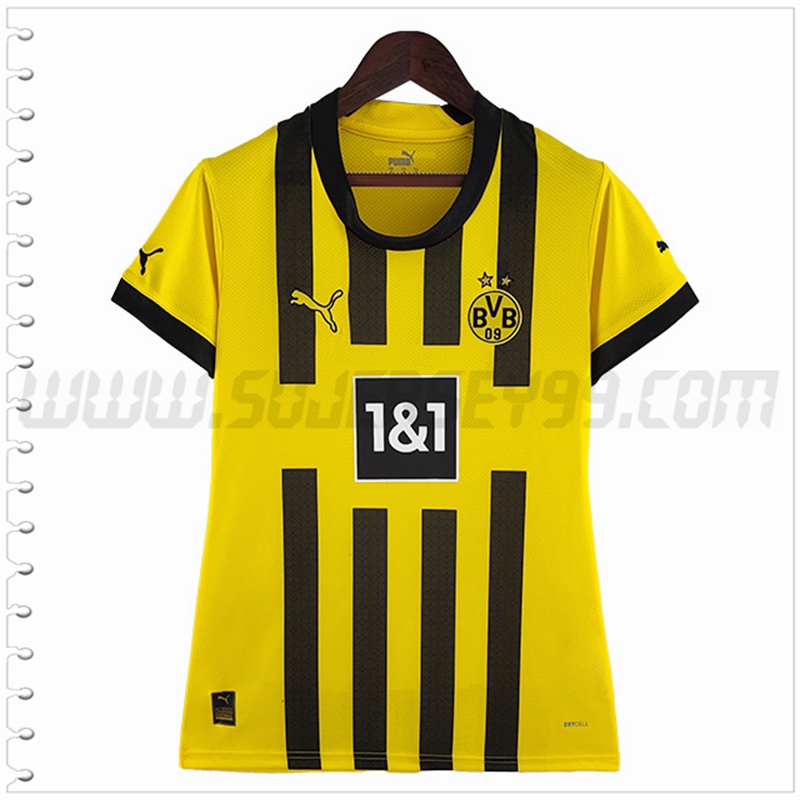 Primera Camiseta Futbol Dortmund BVB Mujer 2022 2023