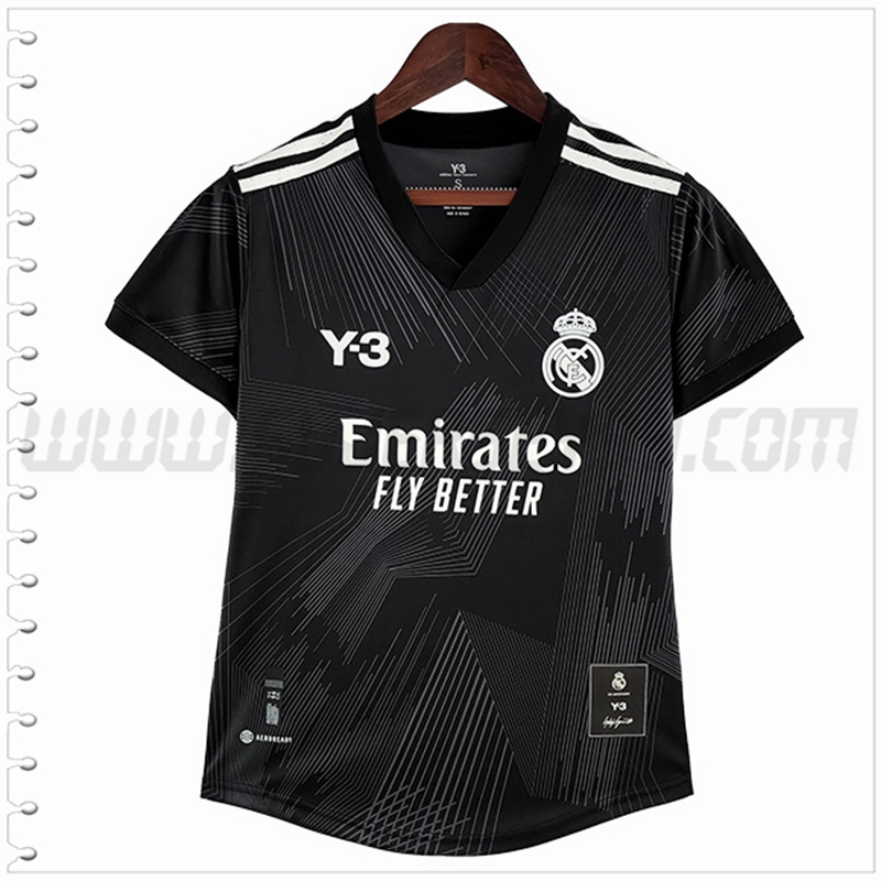 Camiseta Futbol Real Madrid Mujer Negro Y3 2022 2023