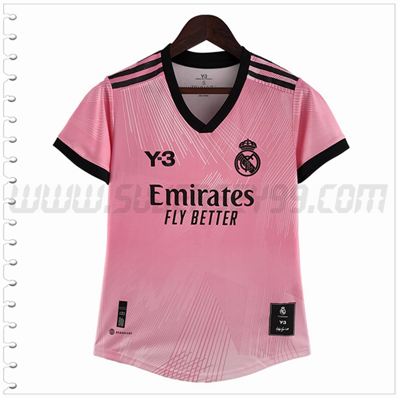 Camiseta Futbol Real Madrid Mujer Rosa Y3 2022 2023