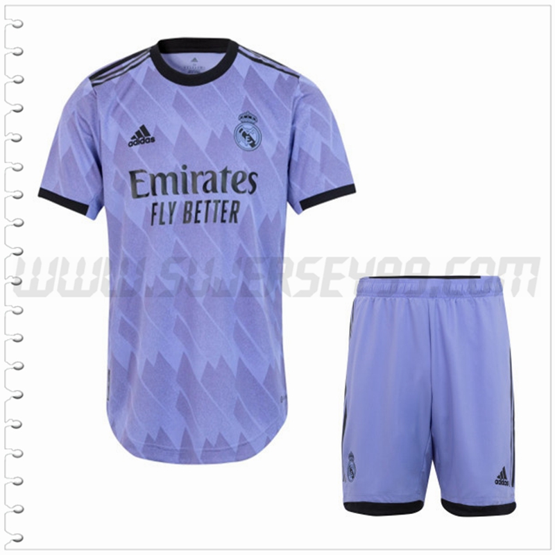 Segunda Equipacion del Real Madrid Violeta + Pantalones Cortos 2022 2023