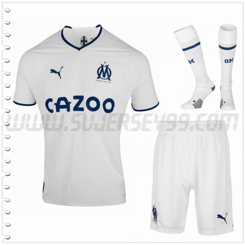 Primera Equipacion del Marsella OM Blanco (Pantalones + Calcetines) 2022 2023