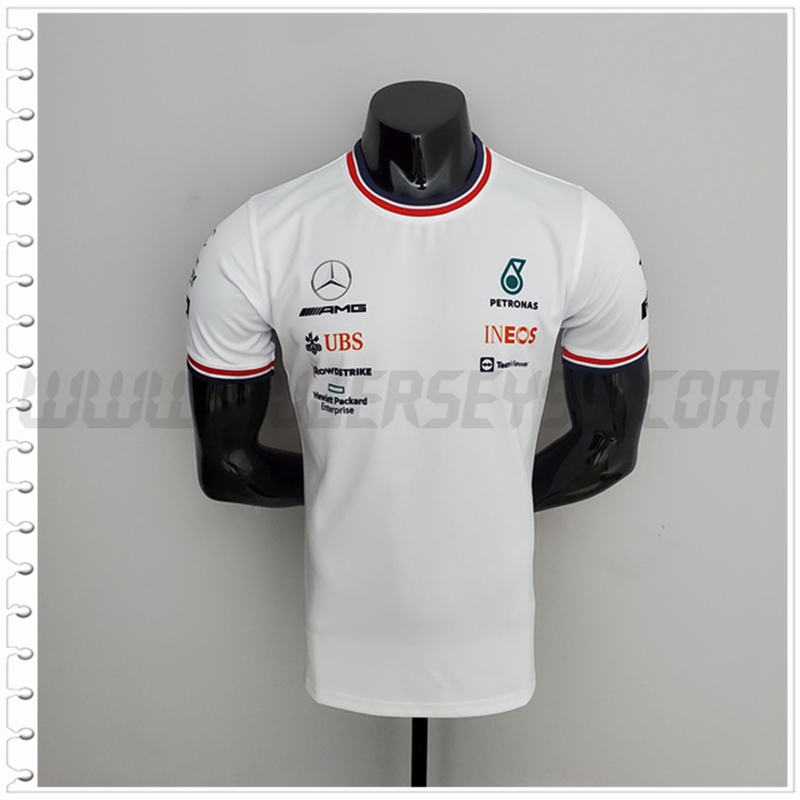 Camiseta de Manga Corta F1 Mercedes Benz Blanco 2022