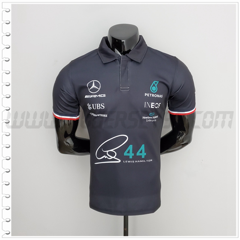 Camiseta Polo F1 Mercedes Benz Negro #44 HAMILTON 2022