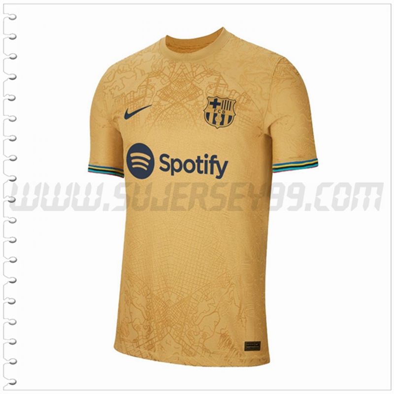 Segunda Nuevo Camiseta FC Barcelona Amarillo oscuro 2022 2023