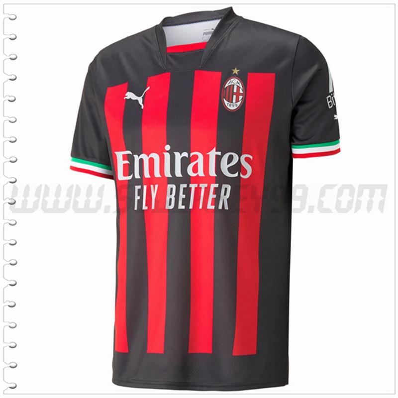 Primera Nuevo Camiseta AC Milan Negro Rojo 2022 2023