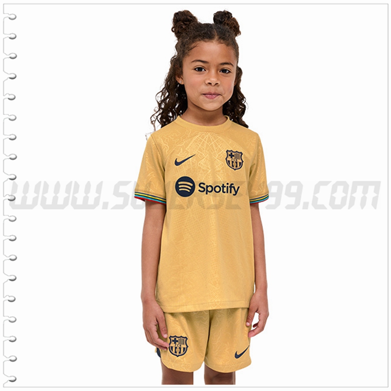 Nuevo Equipacion del FC Barcelona Ninos Amarillo oscuro 2022 2023