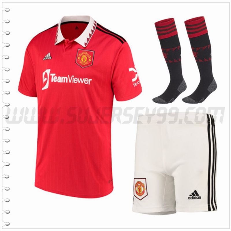 Primera Equipacion del Manchester United (Pantalones + Calcetines) 2022 2023