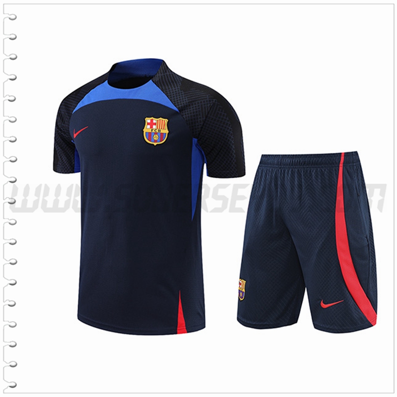 Camiseta Entrenamiento FC Barcelona + Pantalones Cortos Azul Marino 2022 2023