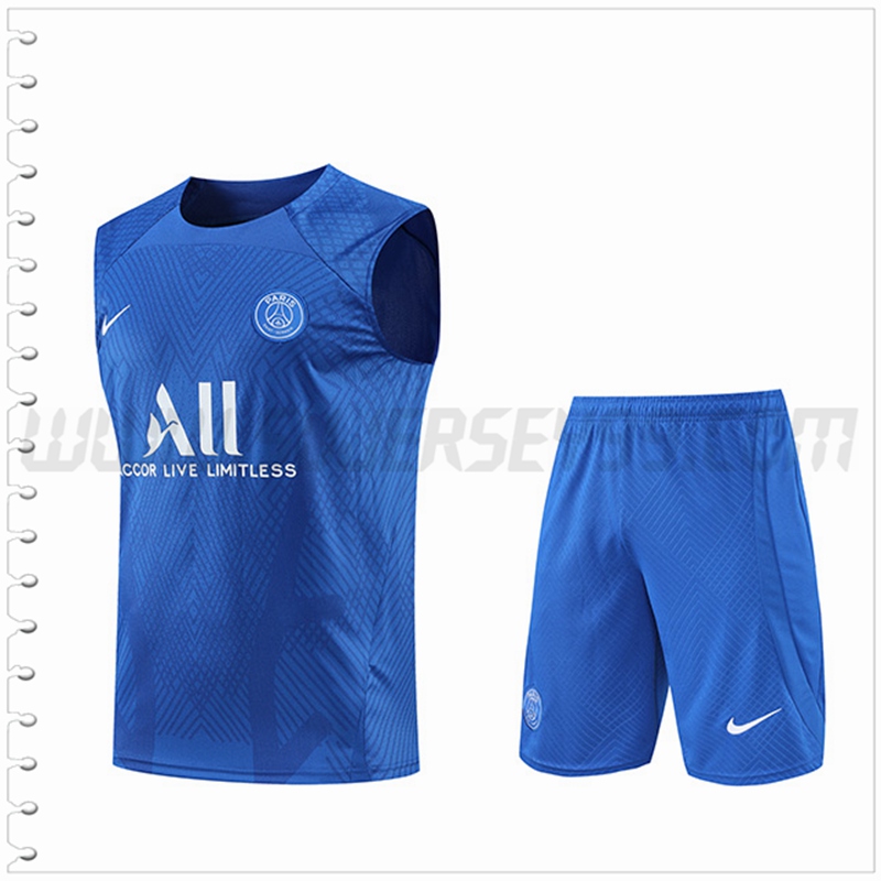 Camiseta Entrenamiento Sin Mangas PSG + Pantalones Cortos Azul 2022 2023