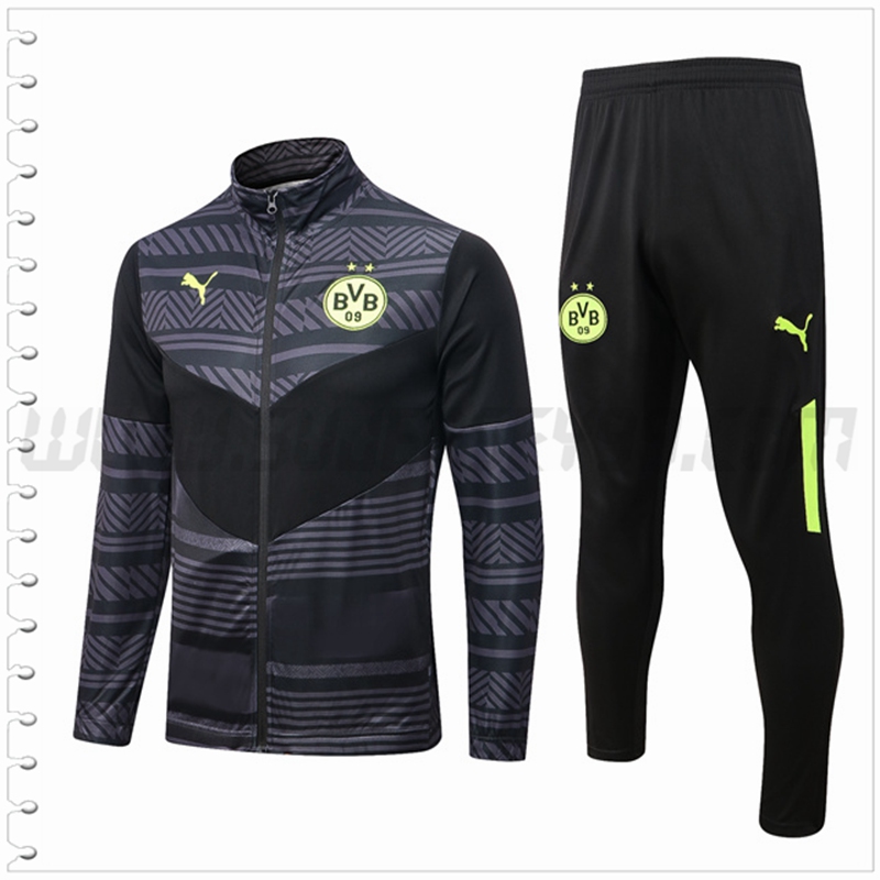 Chaqueta Chandal Futbol Dortmund BVB Negro/Gris 2022 2023