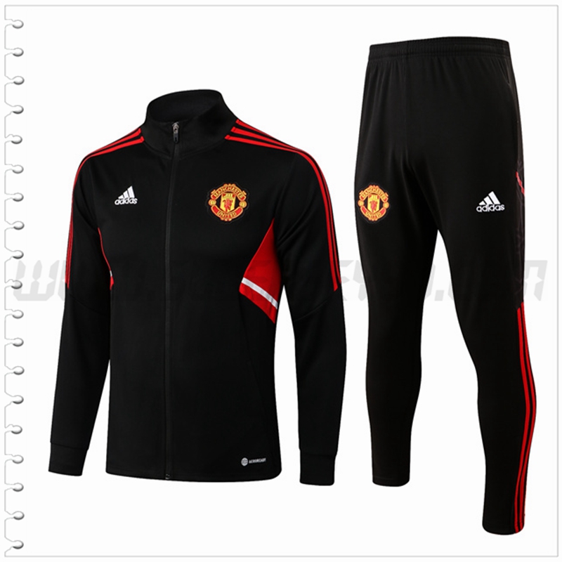 Chaqueta Chandal Futbol Manchester United Negro/Rojo 2022 2023